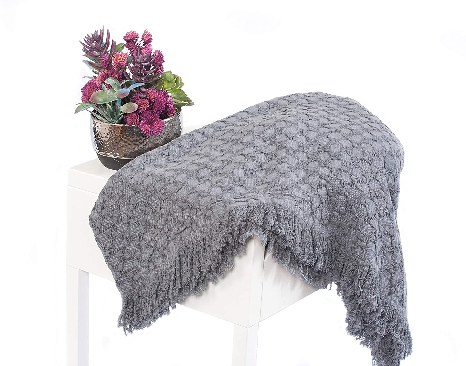 Sleep City Chargoal grey Throw Blanket Kasentex 100% Cotton Soft Knitted Throw Blanket, Room Decor, Graduation Gifts, Fathers Day Gift, Mom Gift Kasentex