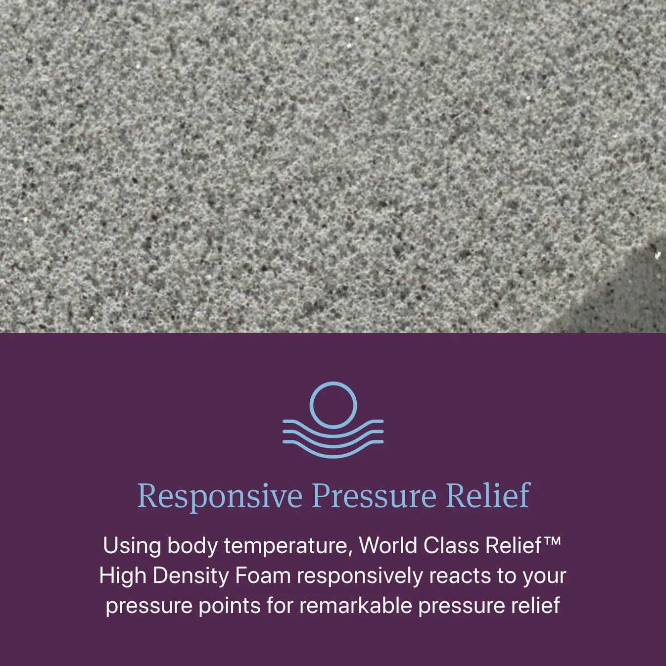 Text about Responsive Pressure Relief with a purple background and logo.