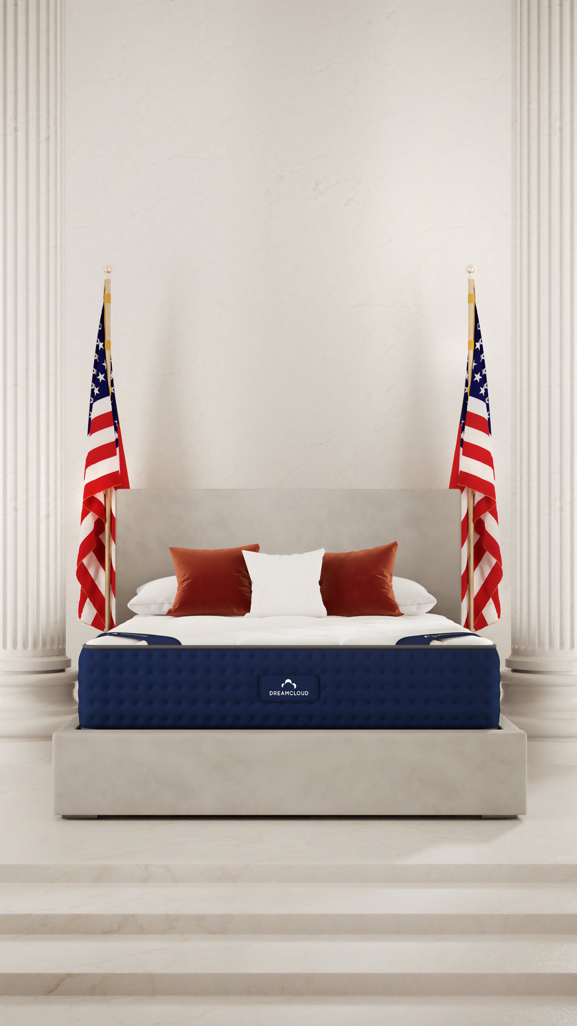 dreamcloud mattress with american flags