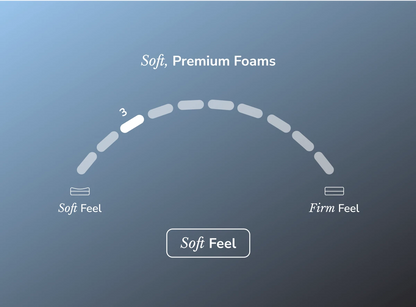 Diagram showing foam density with 'Soft Feel' highlighted on a blue background