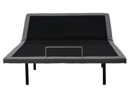 Black adjustable bed frame with head up on a white background