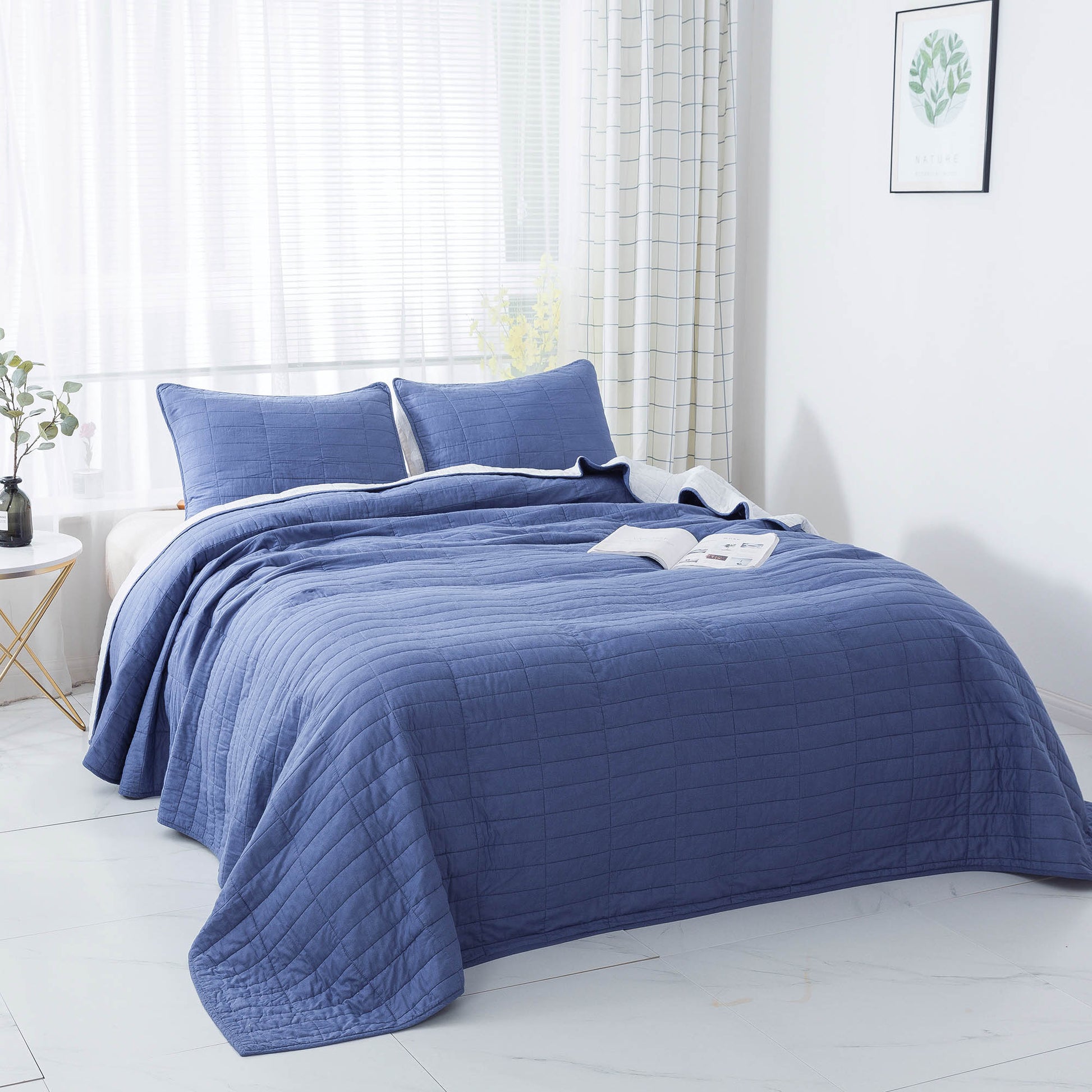 Sleep City Twin / Red Bedspread Set Kasentex Ultra Soft Cotton Oversized Bedspread Set, Blue or Red, Room Decor, Graduation Gifts Kasentex