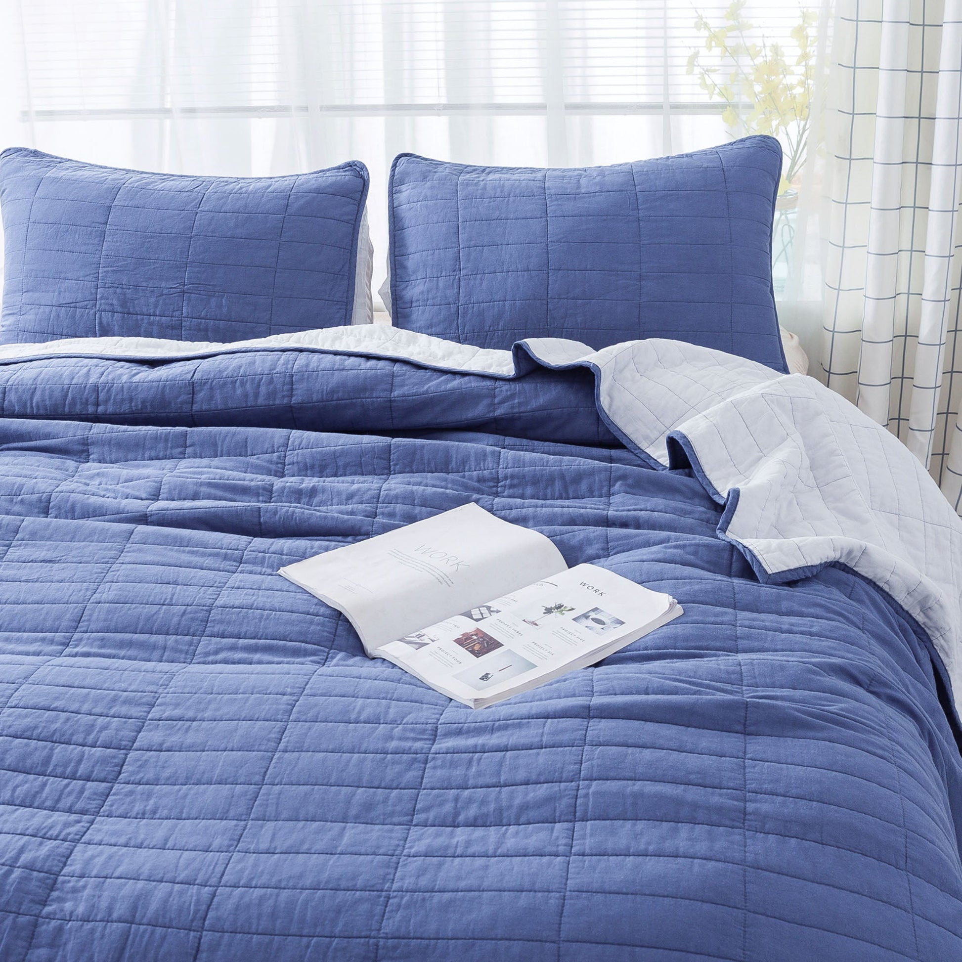 Sleep City Twin / Red Bedspread Set Kasentex Ultra Soft Cotton Oversized Bedspread Set, Blue or Red, Room Decor, Graduation Gifts Kasentex