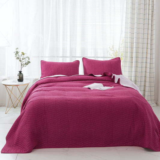 Sleep City Twin / Red Bedspread Set Kasentex Ultra Soft Cotton Oversized Bedspread Set, Blue or Red, Room Decor, Graduation Gifts Kasentex