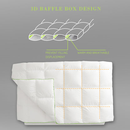 Sleep City Twin/Twin XL - All Season Comforter Kasentex Ultra Soft Green Piped Edge Warm Heavy Weights Down Comforter, White, Room Decor, Graduation Gifts Kasentex