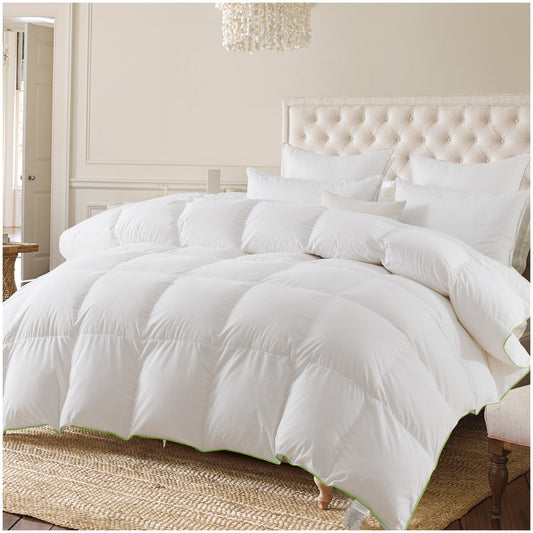 Sleep City Twin/Twin XL - All Season Comforter Kasentex Ultra Soft Green Piped Edge Warm Heavy Weights Down Comforter, White, Room Decor, Graduation Gifts Kasentex