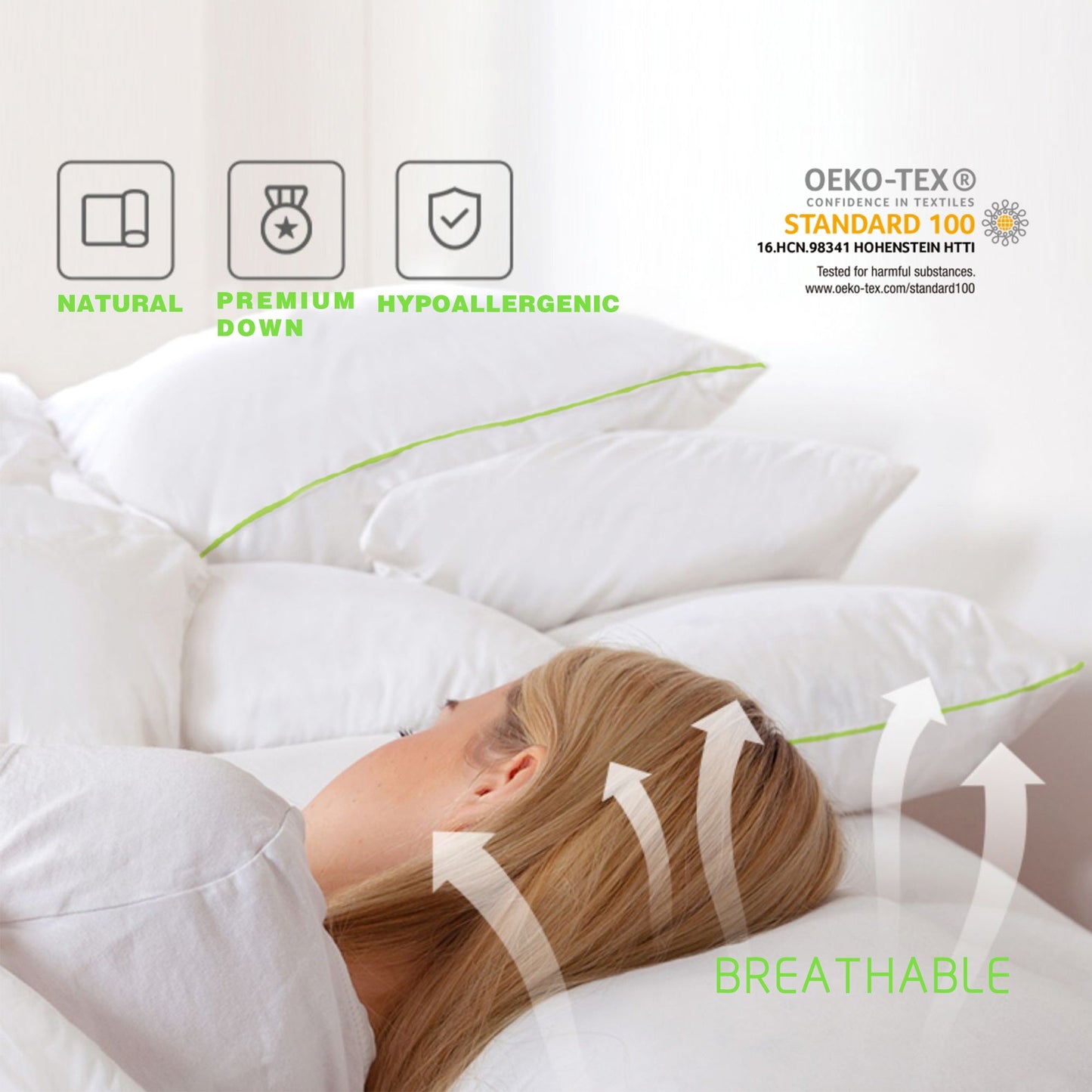 King Goose Down Feather Pillow Set