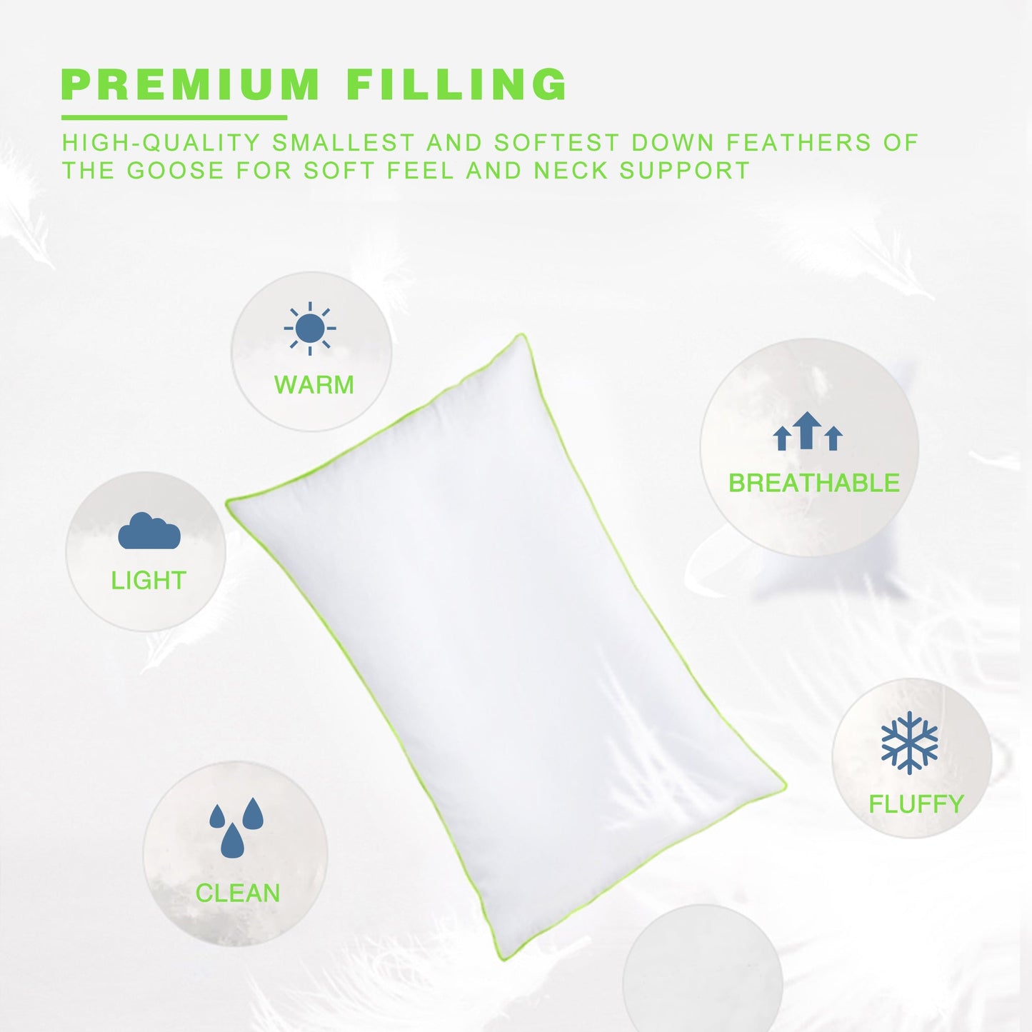 King Goose Down Feather Pillow Set