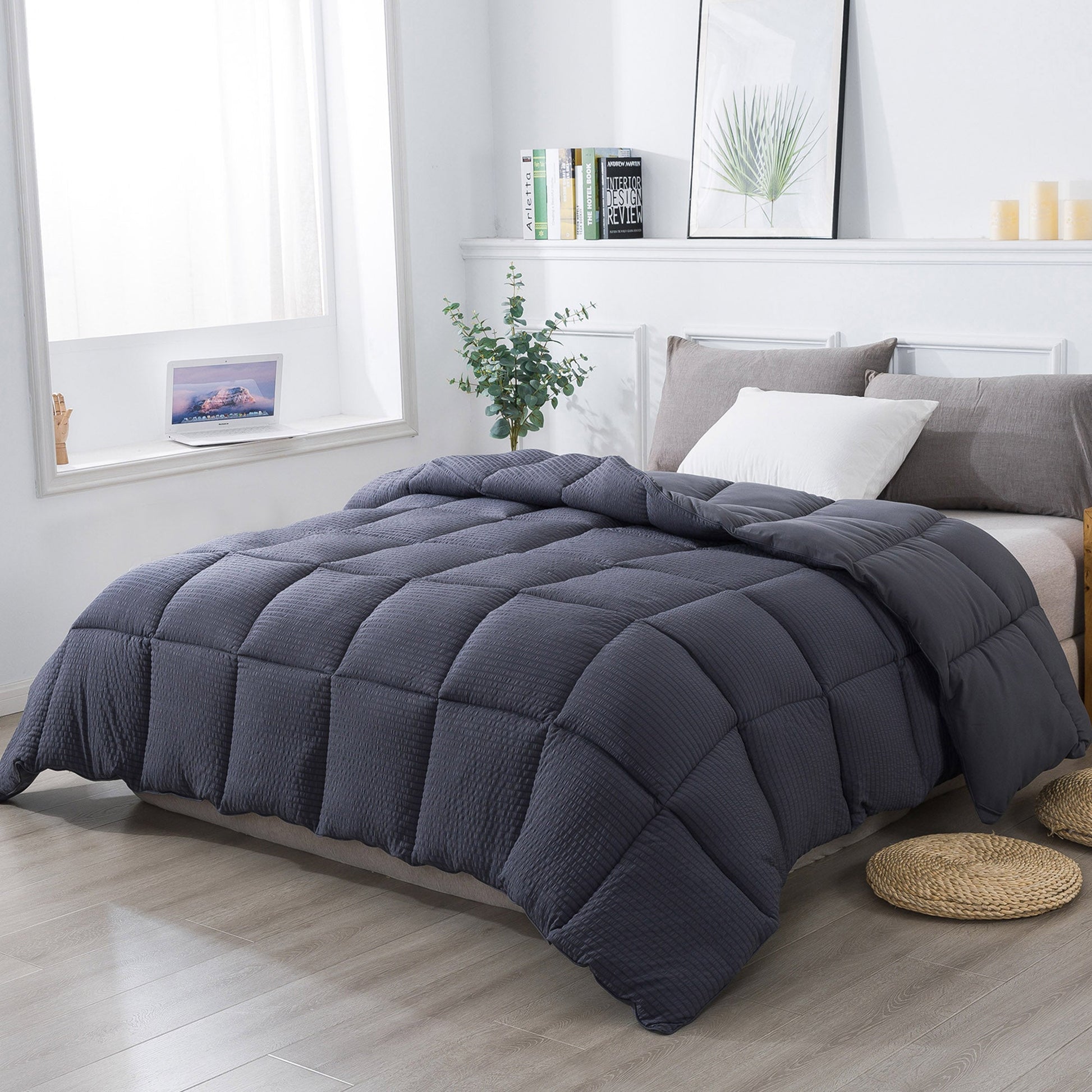 Sleep City Twin / White Comforter Kasentex Ultra Soft All Season Down Alternative Reversible Comforter, Twin, Queen, King, Room Decor, Graduation Gifts Kasentex