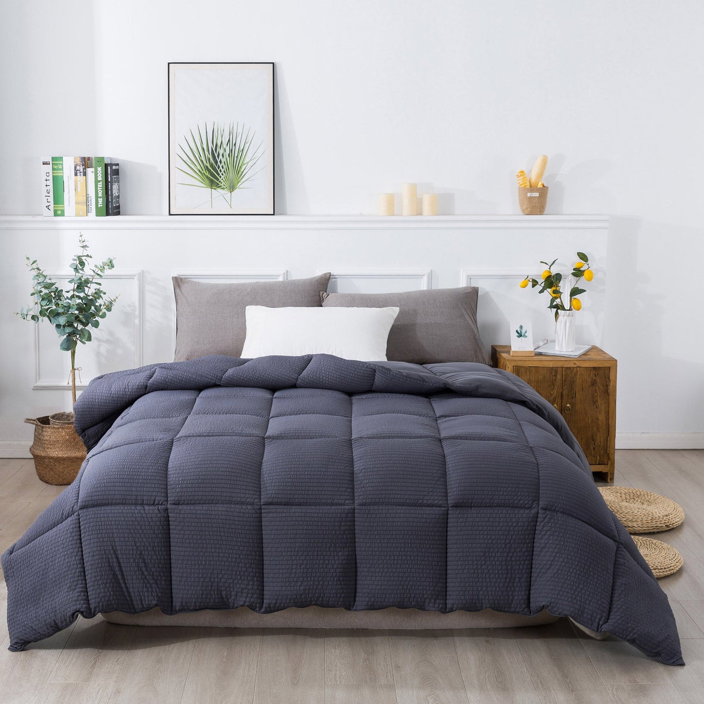 Sleep City Twin / Dark Grey Comforter Kasentex Ultra Soft All Season Down Alternative Reversible Comforter, Twin, Queen, King, Room Decor, Graduation Gifts Kasentex