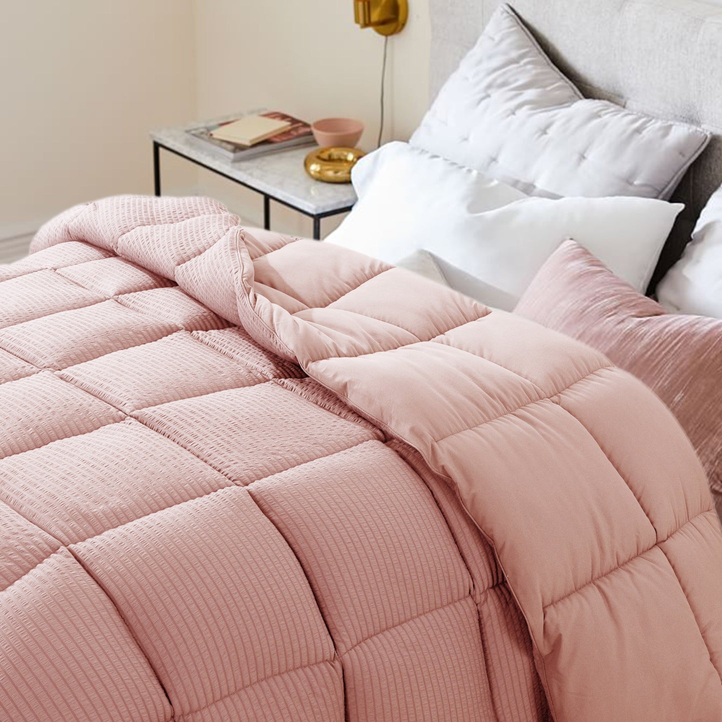 Sleep City Twin / White Comforter Kasentex Ultra Soft All Season Down Alternative Reversible Comforter, Twin, Queen, King, Room Decor, Graduation Gifts Kasentex