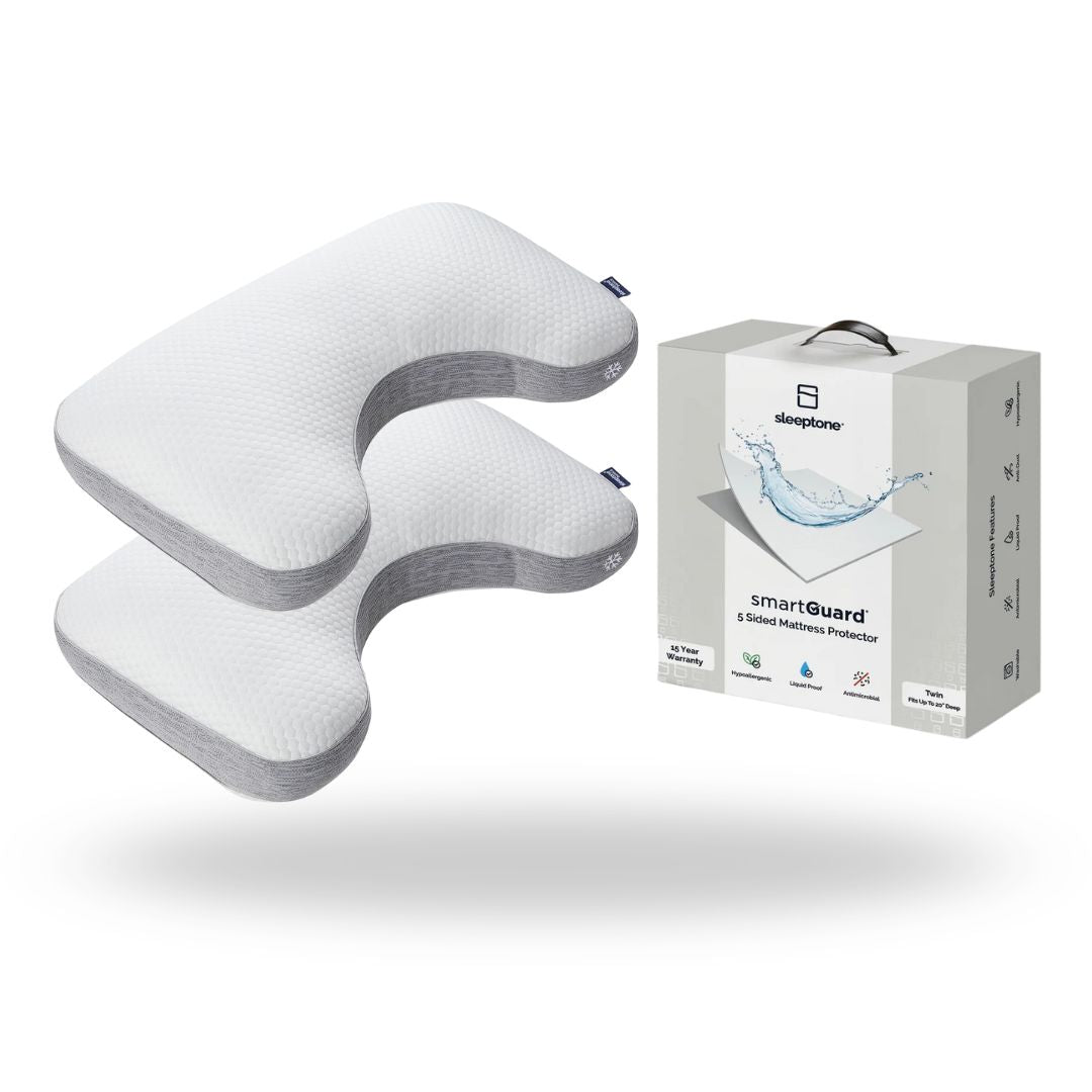 King Side Sleeper Sleep Bundle with 2 pillows and a mattress protector