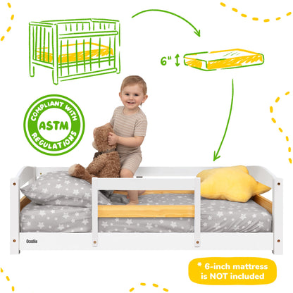 Crib Size Montessori Floor Bed with Guardrails