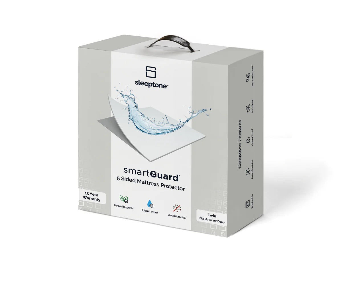 Sleeptone smartGuard mattress protector packaging on a white background