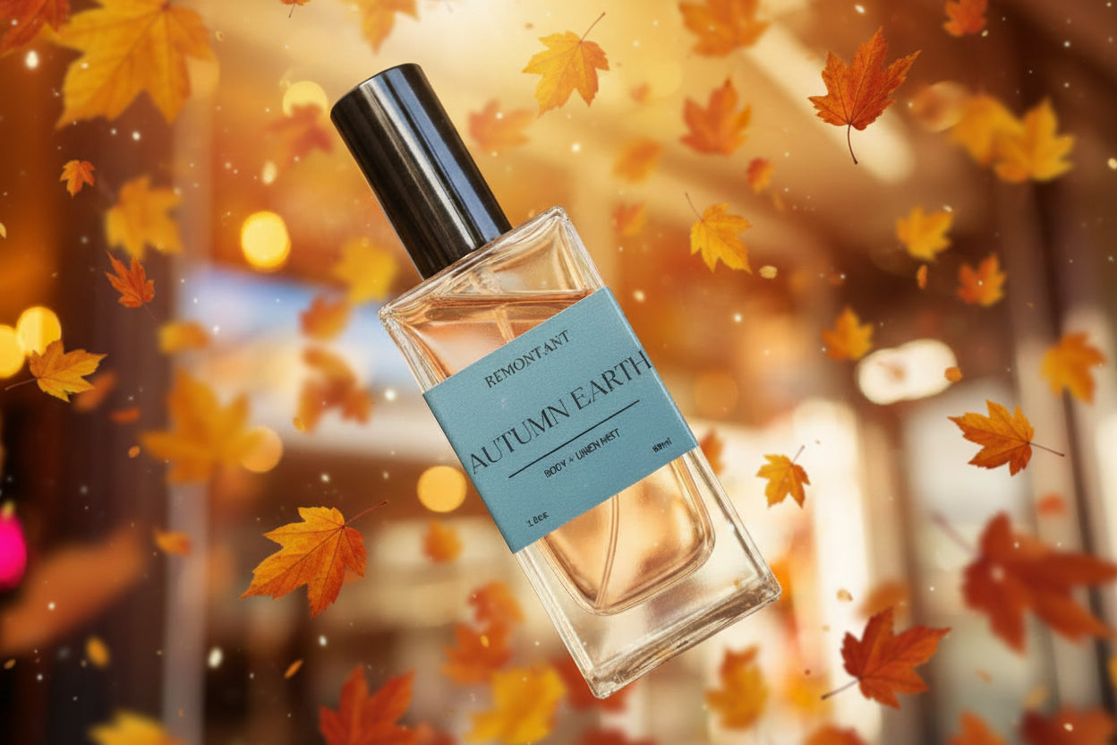 linen mist luxury bottle labeled 'Autumn Earth'