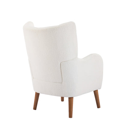 White armchair with wooden legs on a white background