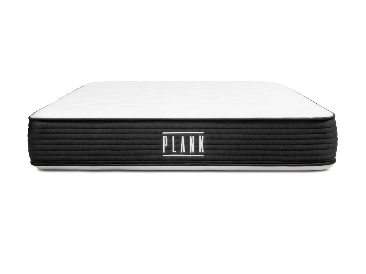 Mattress with 'Plank' branding on a white background