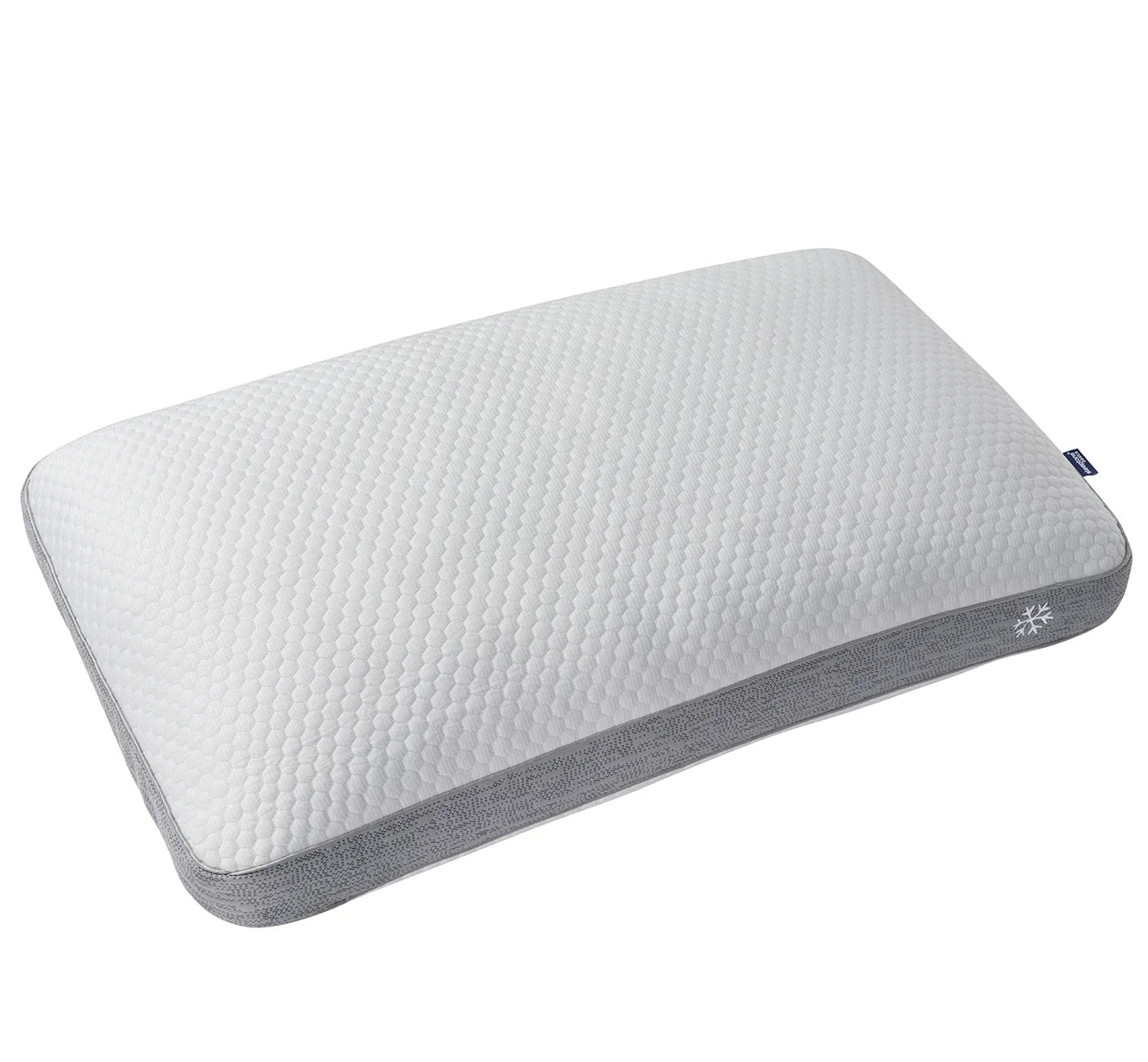 Gray and white pillow on a white background