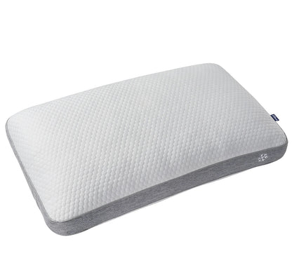 Gray and white pillow on a white background