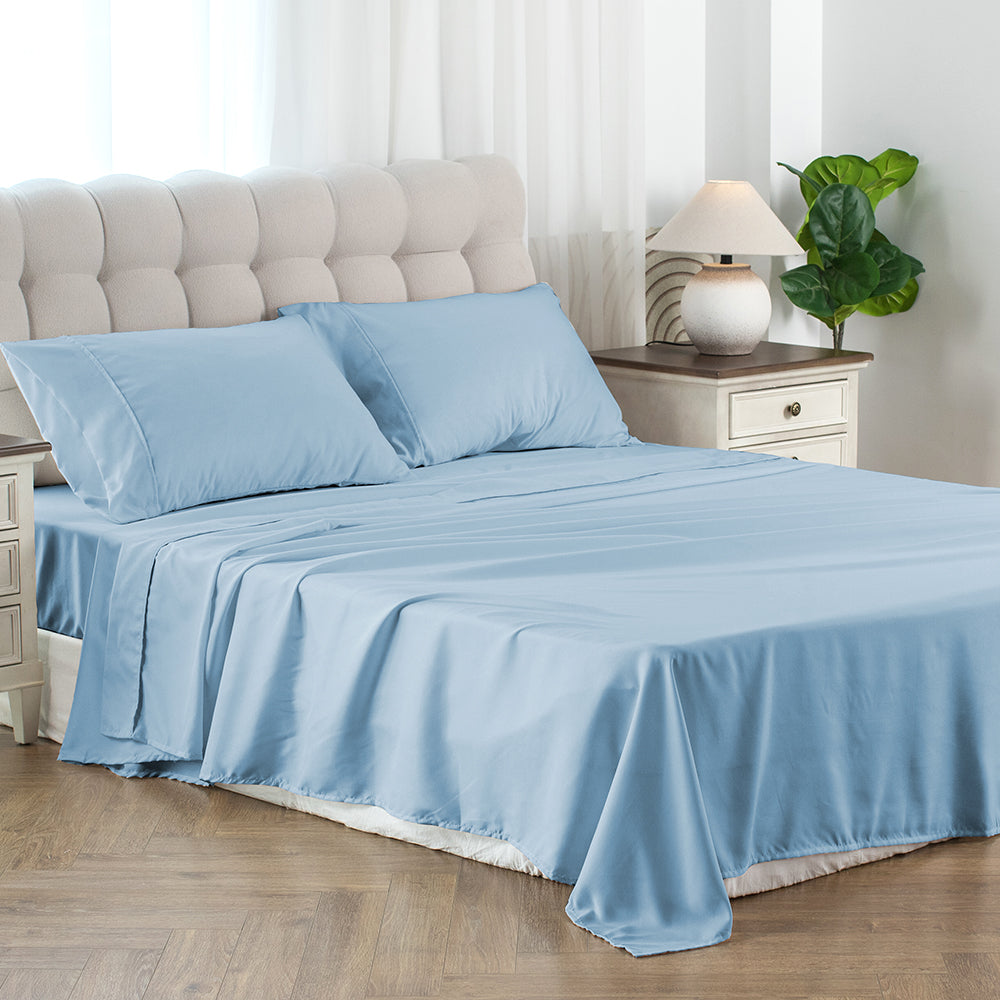 Sleep City Twin / Blue Sheet Set Kasentex Soft Sheet Bedding Set in Deep Pocket, Hypoallergenic and Breathable, Room Decor, Graduation Gifts Kasentex