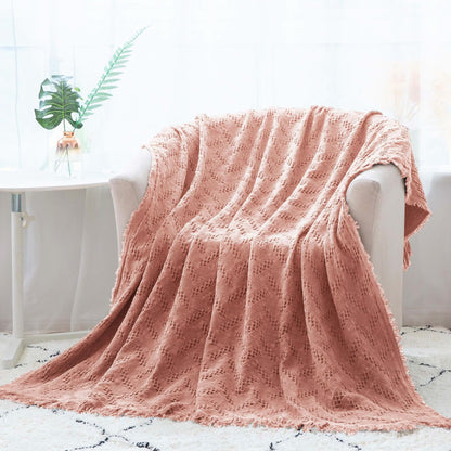 Sleep City Mellow Rose Throw Blanket Kasentex 100% Cotton Soft Knitted Throw Blanket, Room Decor, Graduation Gifts, Fathers Day Gift, Mom Gift Kasentex