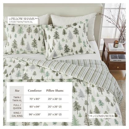 Reversible Christmas Comforter and Sham Set - Holiday / Lodge Odette Collection