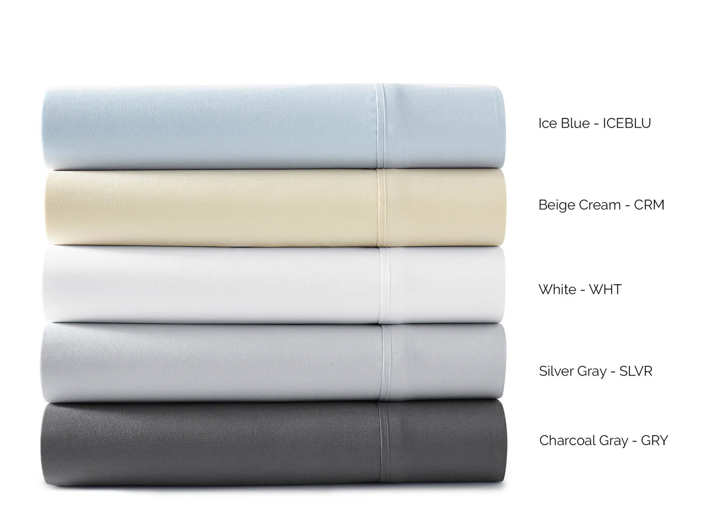 microfiber bed sheet sets in white, light blue, cream, silvery, and charcoal gray