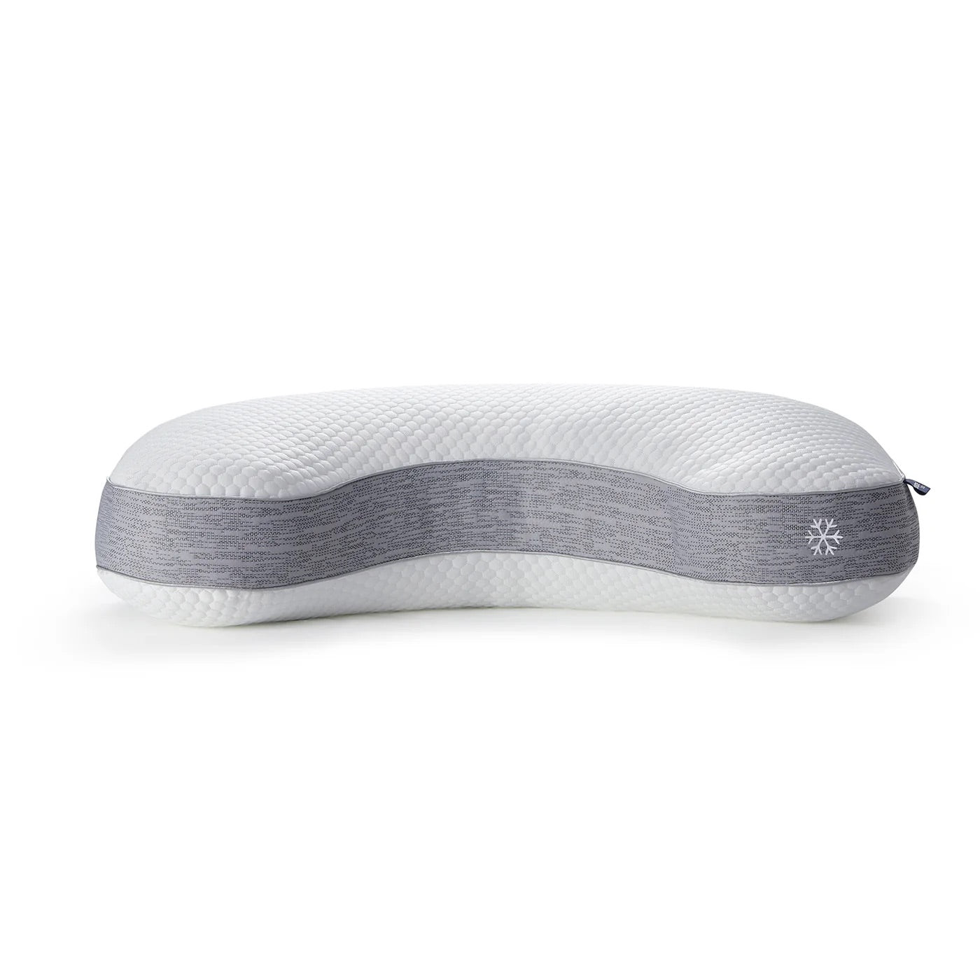 Ergonomic pillow with gray accent on a white background