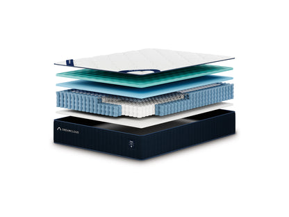 Sleek mattress with visible layers on a white background