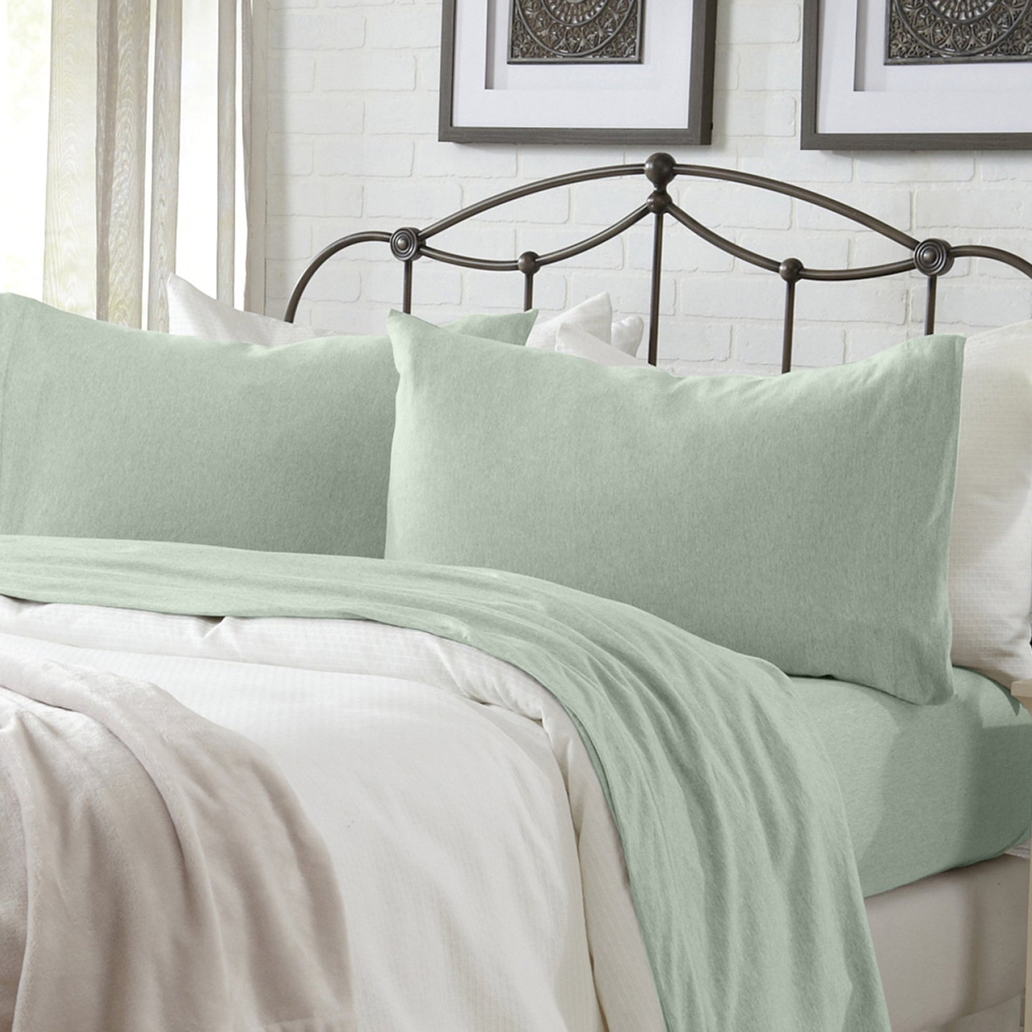 Sleep City Twin / Heathered Aqua Sheets 4-Piece Jersey Sheet - Carmen Collection Great Bay Home