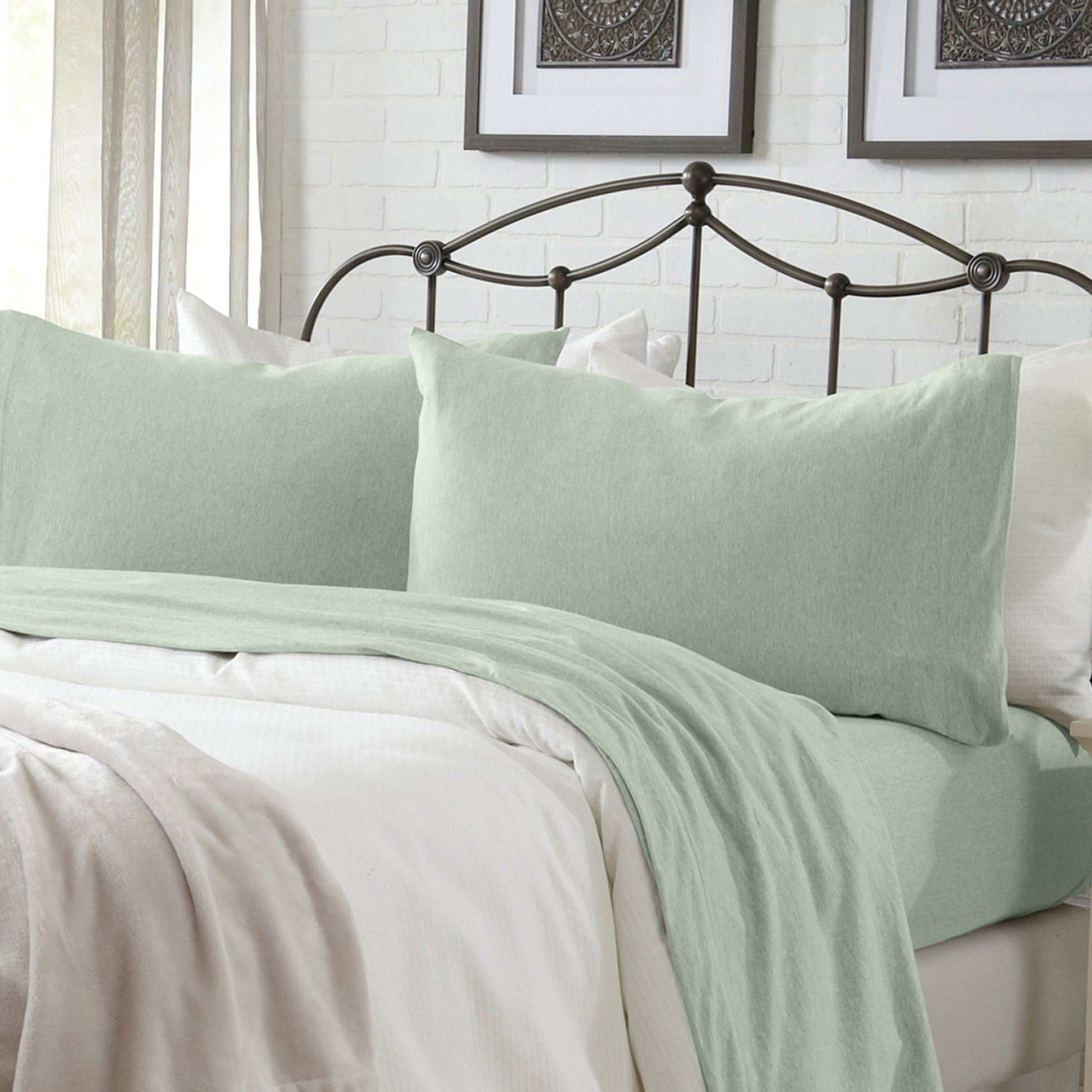 Sleep City Twin / Heathered Aqua Sheets 4-Piece Jersey Sheet - Carmen Collection Great Bay Home