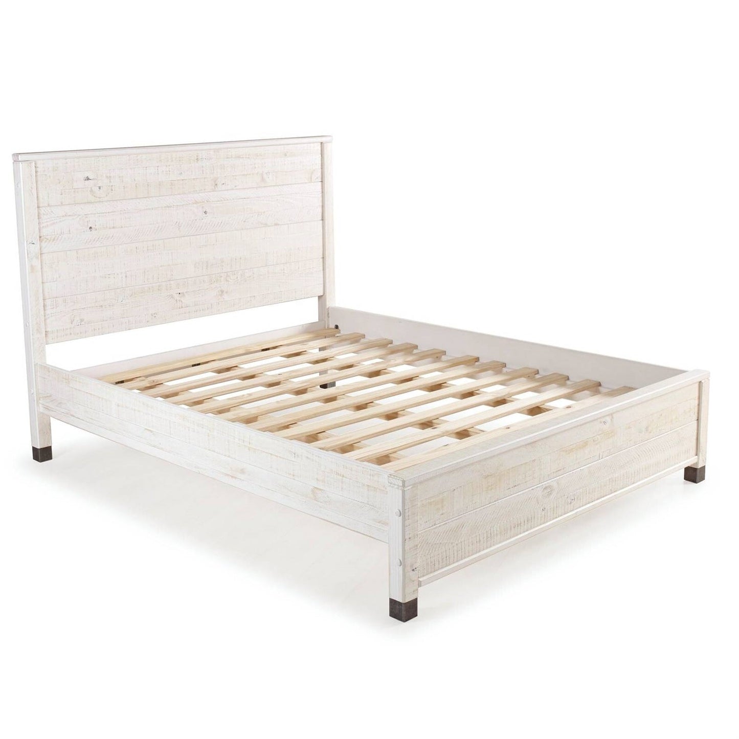 White luxury wooden platform bed frame