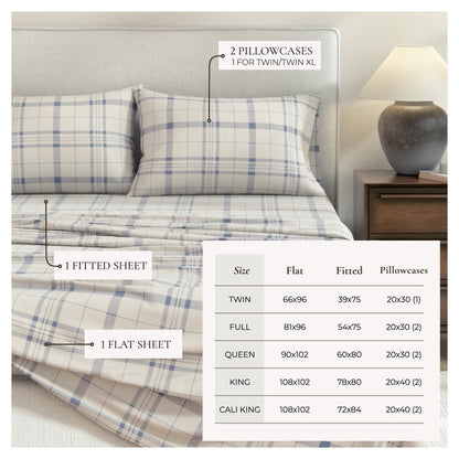 Turkish Cotton Flannel Sheet Set - Plaid & Stripe Collection