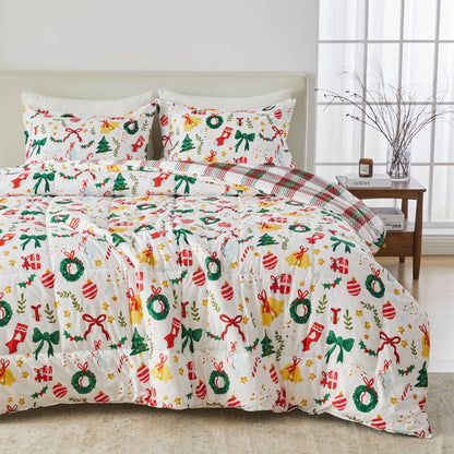 Reversible Christmas Comforter and Sham Set - Holiday / Lodge Odette Collection