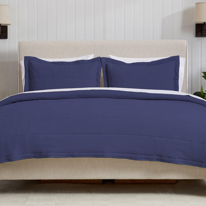 3 Piece Textured Striped Quilt Set - Ellie Collection