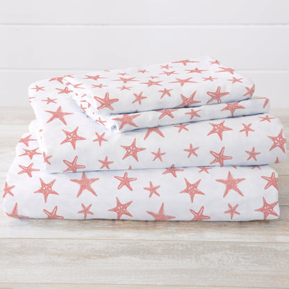 Sleep City King / Anchor Bed Sheets 4-Piece Coastal Microfiber Sheet - Newport Collection Great Bay Home