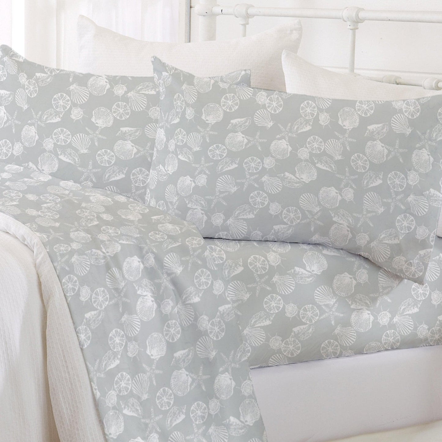 Sleep City King / Anchor Bed Sheets 4-Piece Coastal Microfiber Sheet - Newport Collection Great Bay Home
