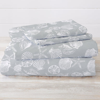 Sleep City King / Anchor Bed Sheets 4-Piece Coastal Microfiber Sheet - Newport Collection Great Bay Home