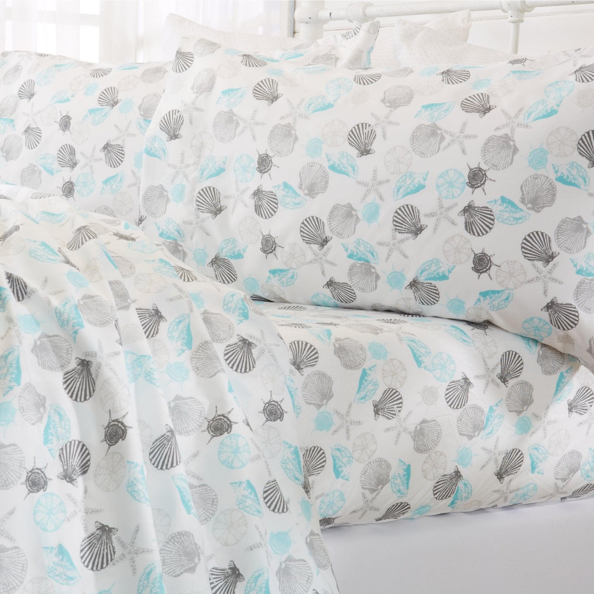 Sleep City King / Anchor Bed Sheets 4-Piece Coastal Microfiber Sheet - Newport Collection Great Bay Home