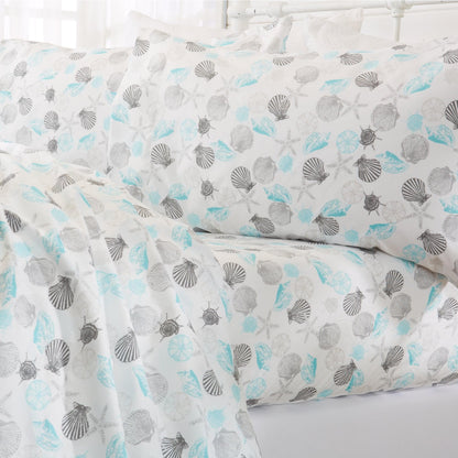 Sleep City King / Anchor Bed Sheets 4-Piece Coastal Microfiber Sheet - Newport Collection Great Bay Home