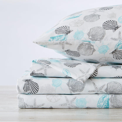 Sleep City King / Anchor Bed Sheets 4-Piece Coastal Microfiber Sheet - Newport Collection Great Bay Home