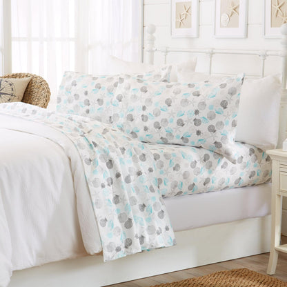 Sleep City King / Anchor Bed Sheets 4-Piece Coastal Microfiber Sheet - Newport Collection Great Bay Home