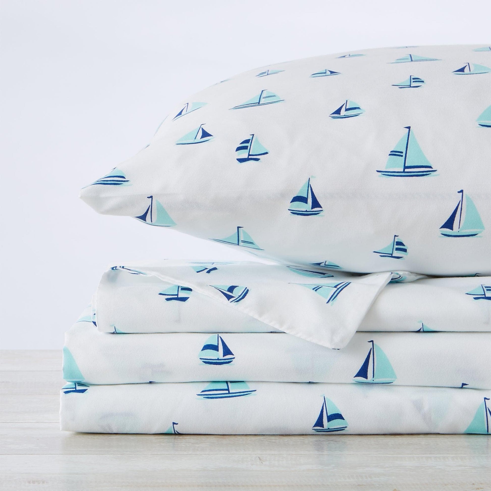 Sleep City King / Anchor Bed Sheets 4-Piece Coastal Microfiber Sheet - Newport Collection Great Bay Home