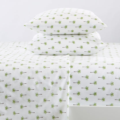 Sleep City King / Palm Tree Bed Sheets 4-Piece Coastal Microfiber Sheet - Newport Collection Great Bay Home