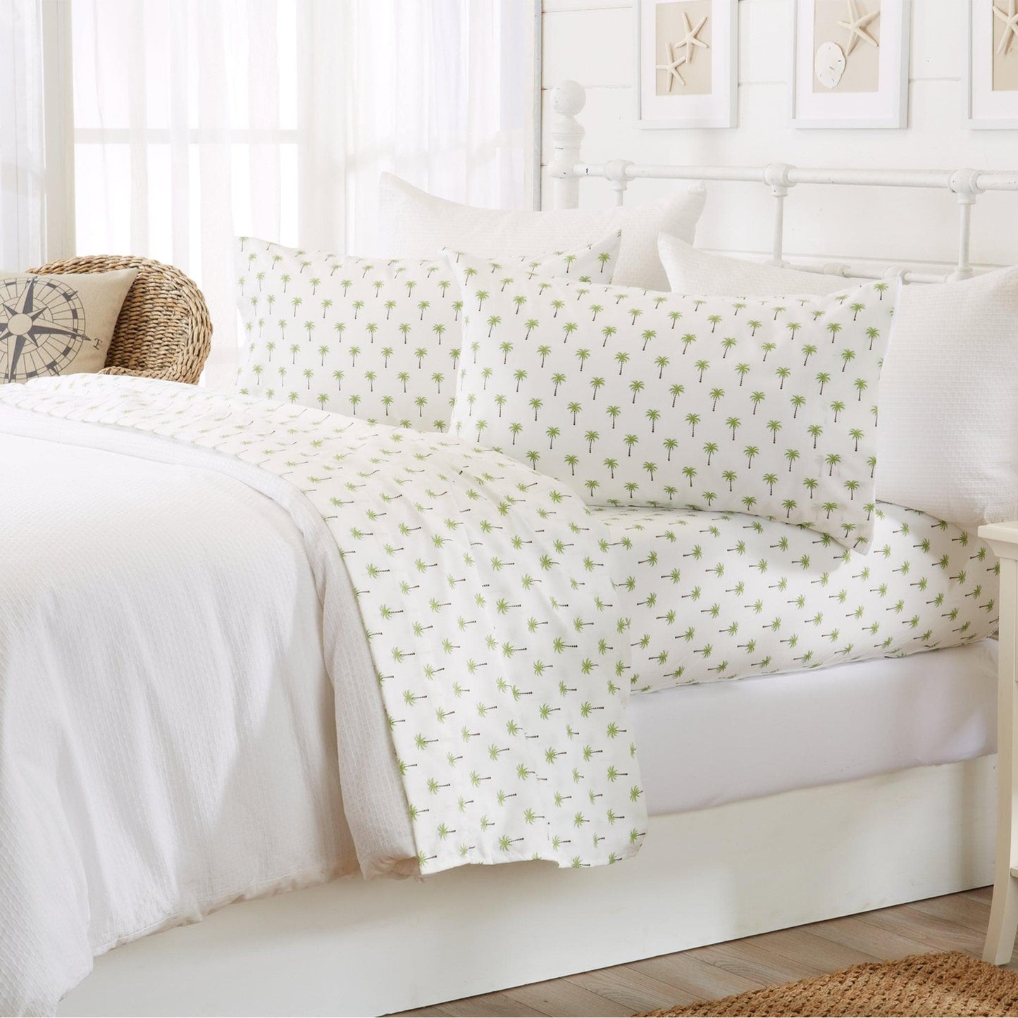 Sleep City King / Anchor Bed Sheets 4-Piece Coastal Microfiber Sheet - Newport Collection Great Bay Home