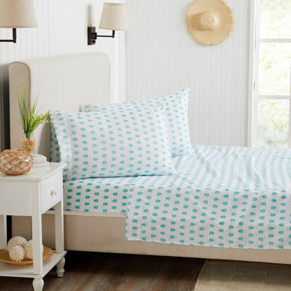 Sleep City Twin / Little Seashells 4-Piece Coastal Microfiber Sheet Set - Nantucket Collection Great Bay Home