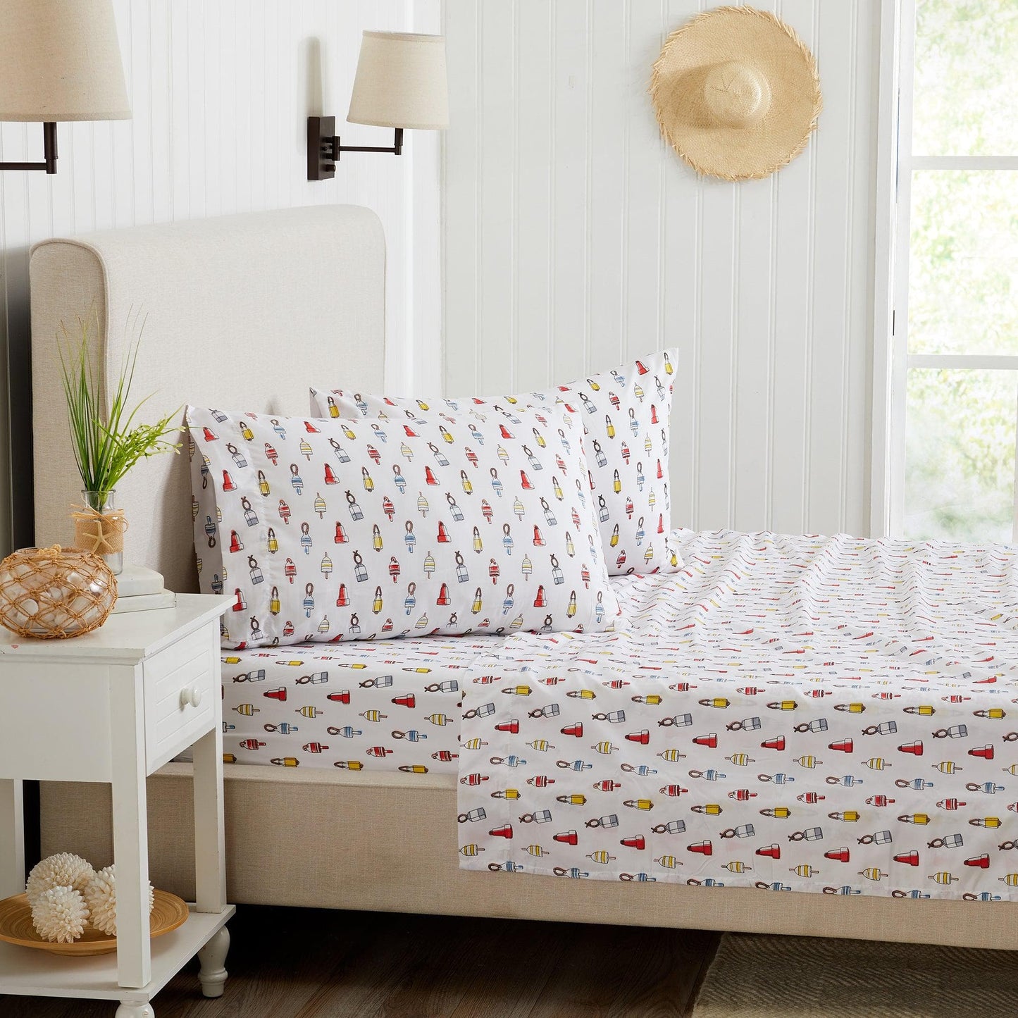 Sleep City Twin / Little Seashells 4-Piece Coastal Microfiber Sheet Set - Nantucket Collection Great Bay Home