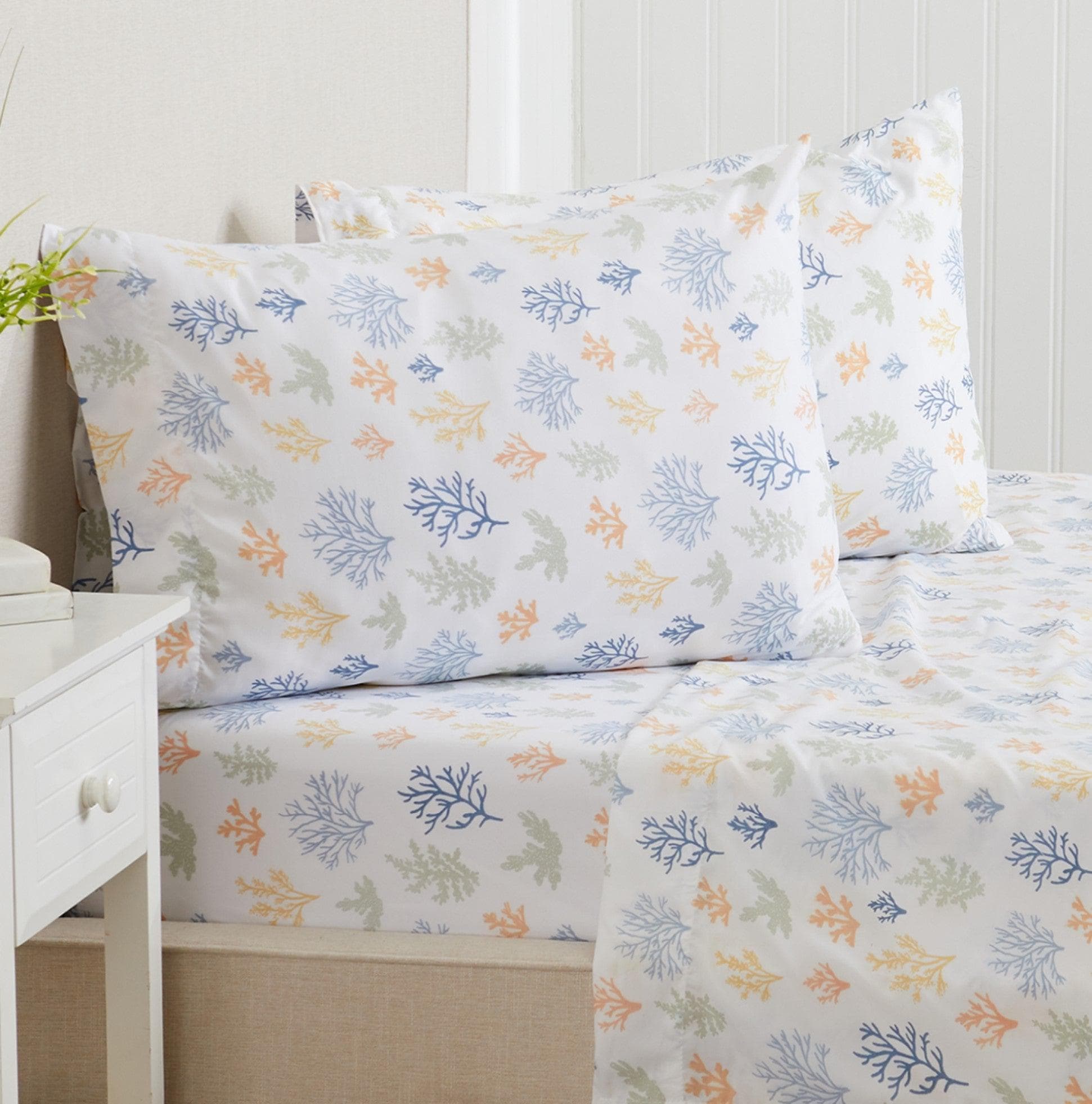 Sleep City Twin / Little Seashells 4-Piece Coastal Microfiber Sheet Set - Nantucket Collection Great Bay Home