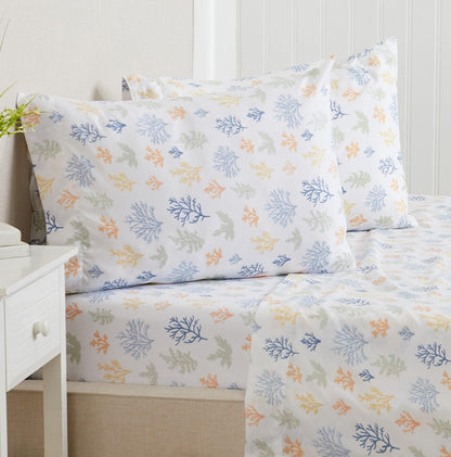 Sleep City Twin / Little Seashells 4-Piece Coastal Microfiber Sheet Set - Nantucket Collection Great Bay Home