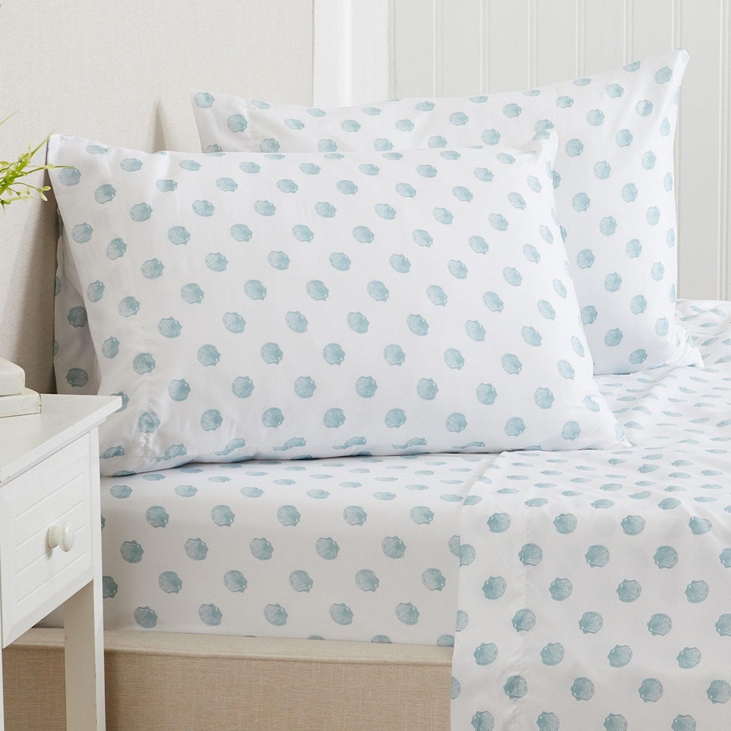 Sleep City Twin / Little Seashells 4-Piece Coastal Microfiber Sheet Set - Nantucket Collection Great Bay Home
